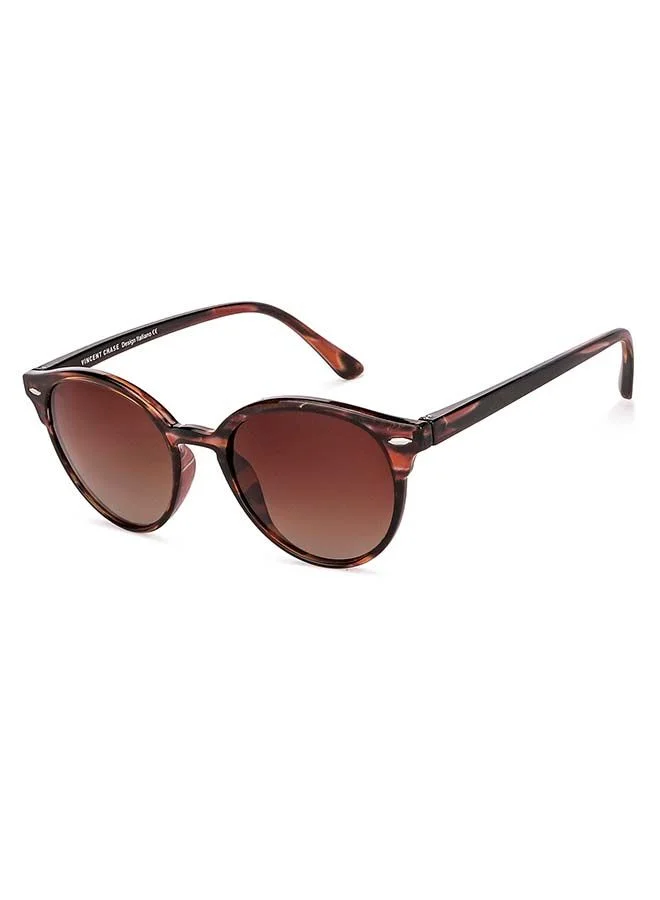 VINCENT CHASE Mirage Full Rim Round Frame Polarized & UV Protected Sunglasses VC S12585 - 51mm - Brown
